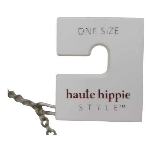 Haute Hippie Blue Stone Concho Chain Belt Silver One Size 41" Long - Picture 4 of 10